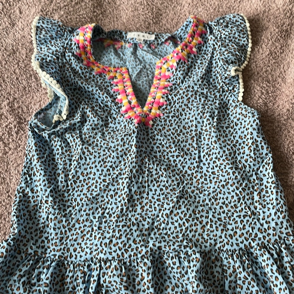 THML XS leopard print top with colorful embroidery